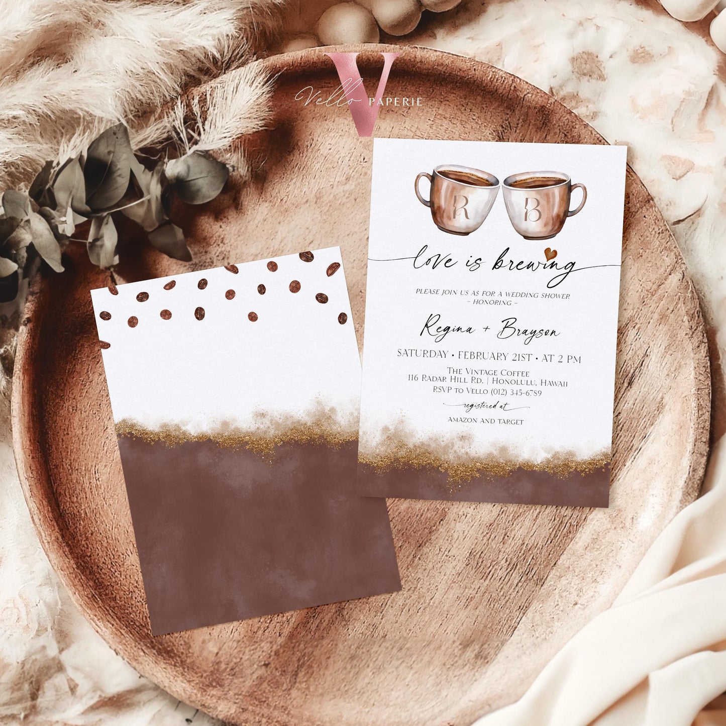 Editable Initial Coffee Bridal Shower Invite | Love is Brewing Couple Shower Invitation | Brunch Wedding Shower, Coffee with the Bride