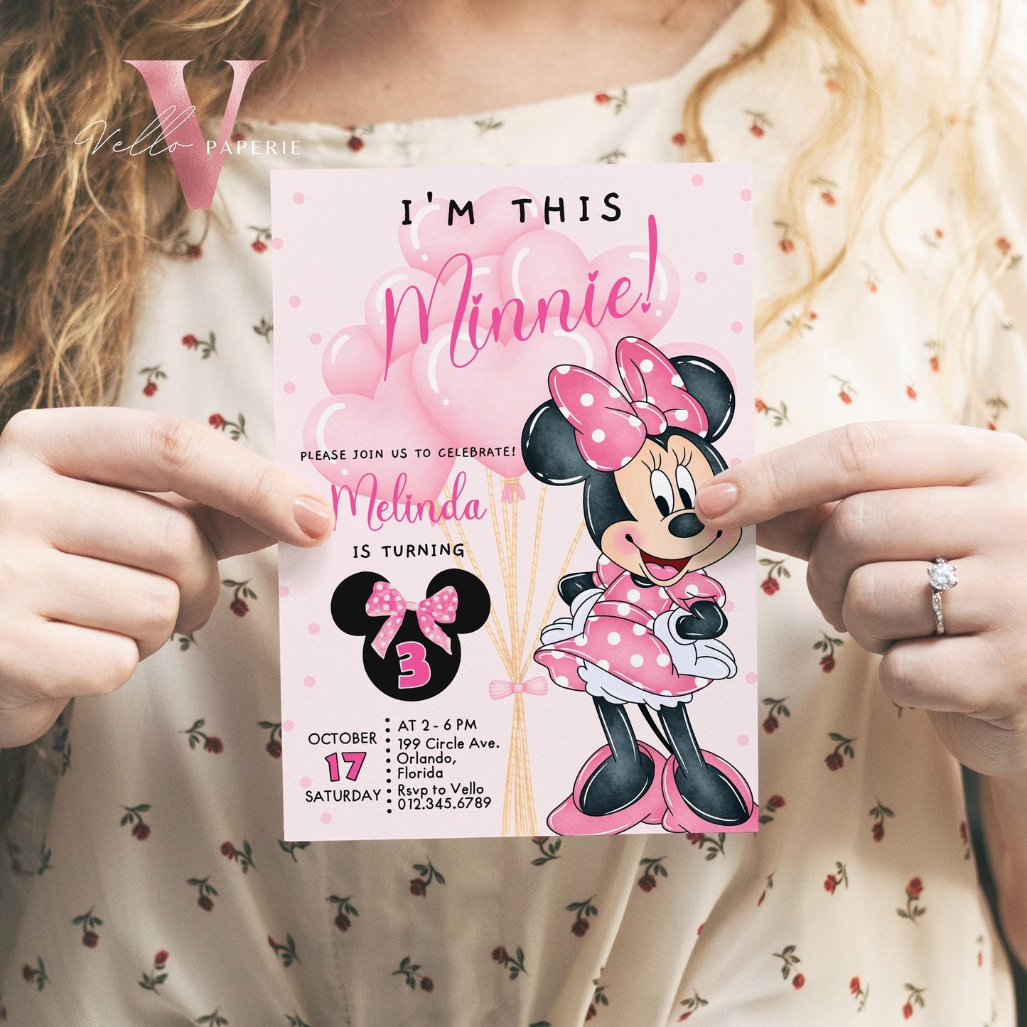 Self Edit Any Age Oh Toodlers Minnie Mouse Birthday Invitation, Light Pink Polka Dot Invite, Girl Birthday Party Instant Template MMB02
