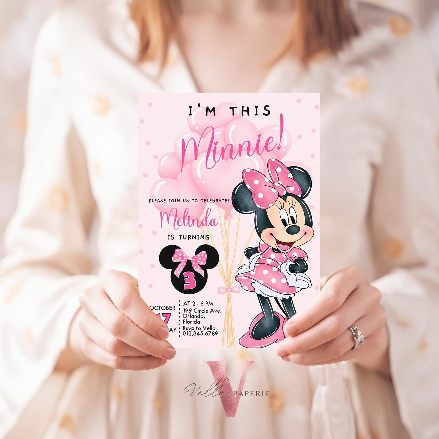 Self Edit Any Age Oh Toodlers Minnie Mouse Birthday Invitation, Light Pink Polka Dot Invite, Girl Birthday Party Instant Template MMB02
