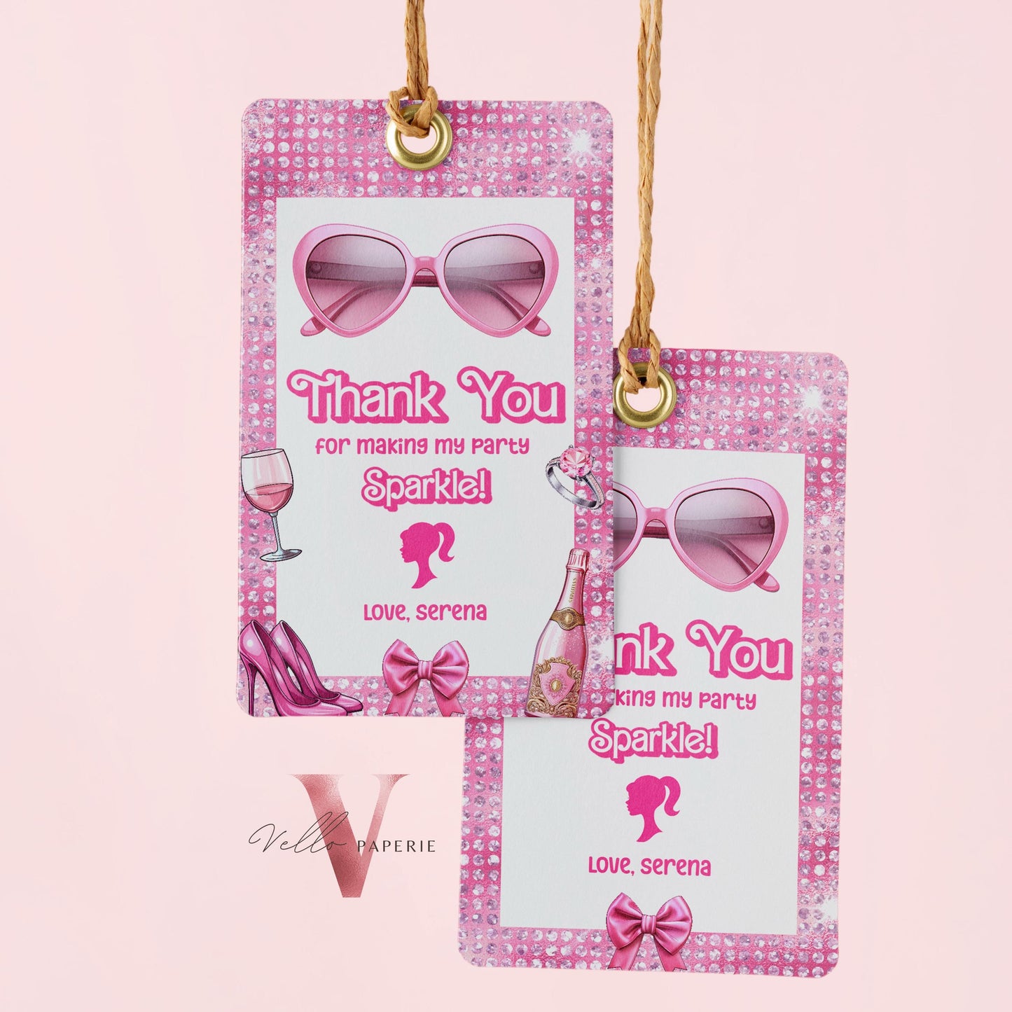 Glam Sunglasses Pink Fashion Doll Birthday Invitation | Barb Princess Pink Doll Glitter Come On Lets Go Pink Party Invite Instant Template