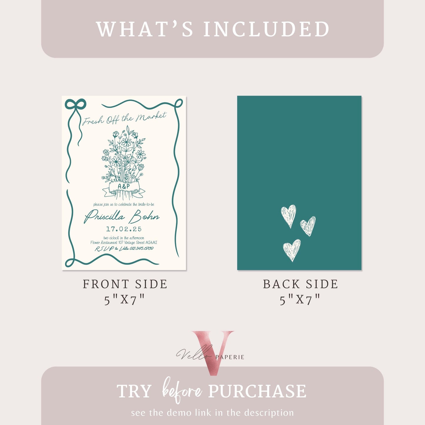 Handdrawn Fresh Off the Market Bridal Shower Invitation | Minimalist She's off the Market Invite | Flower Bouquet Bride Instant Template