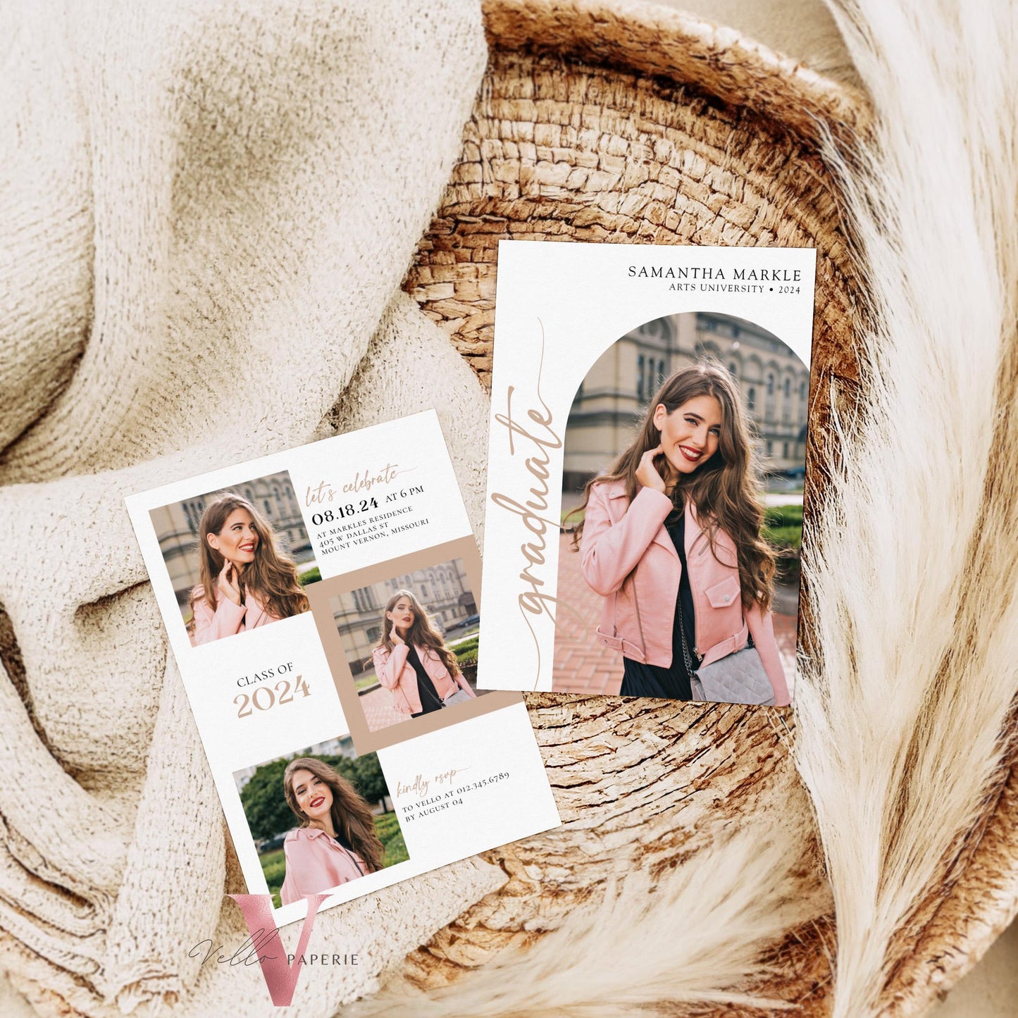 She Did It Graduation Invitation | Editable Graduation Party Invite Multiple Photo |Class of 2024 Announcement College Grad Celebration