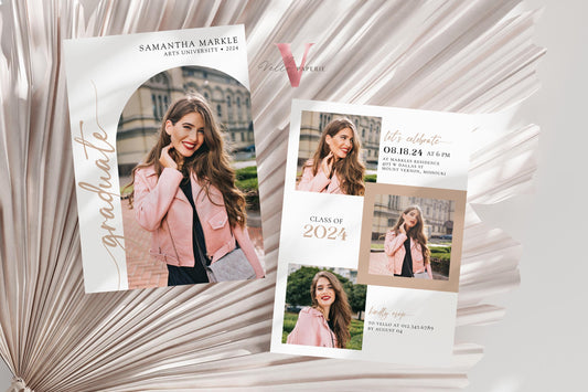 She Did It Graduation Invitation | Editable Graduation Party Invite Multiple Photo |Class of 2024 Announcement College Grad Celebration
