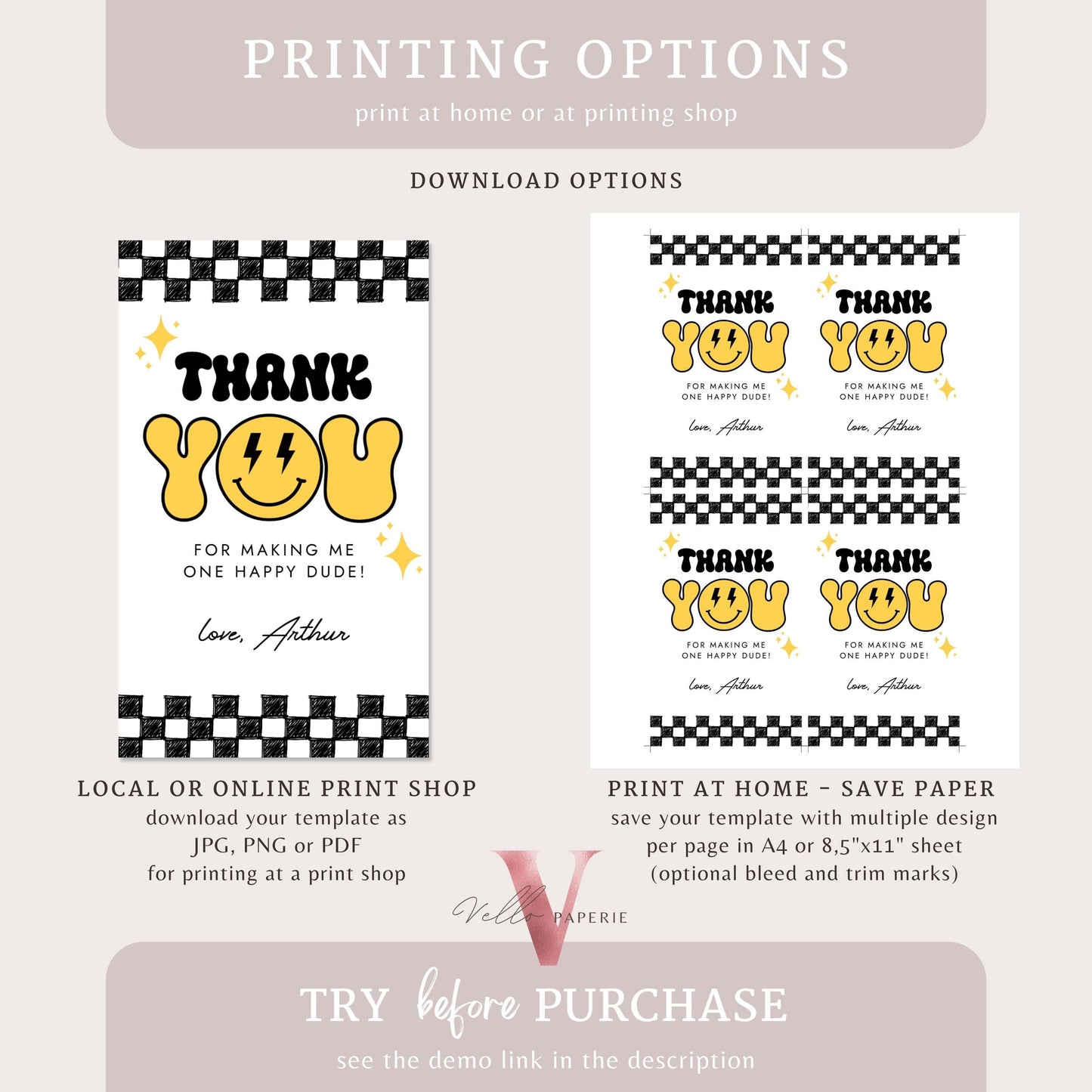 Smile One Happy Dude Birthday Thankyou Card | Retro One Happy Dude First Birthday Party Favor Tag | Emoji Face Lighting Bolt Smile Gift Tag