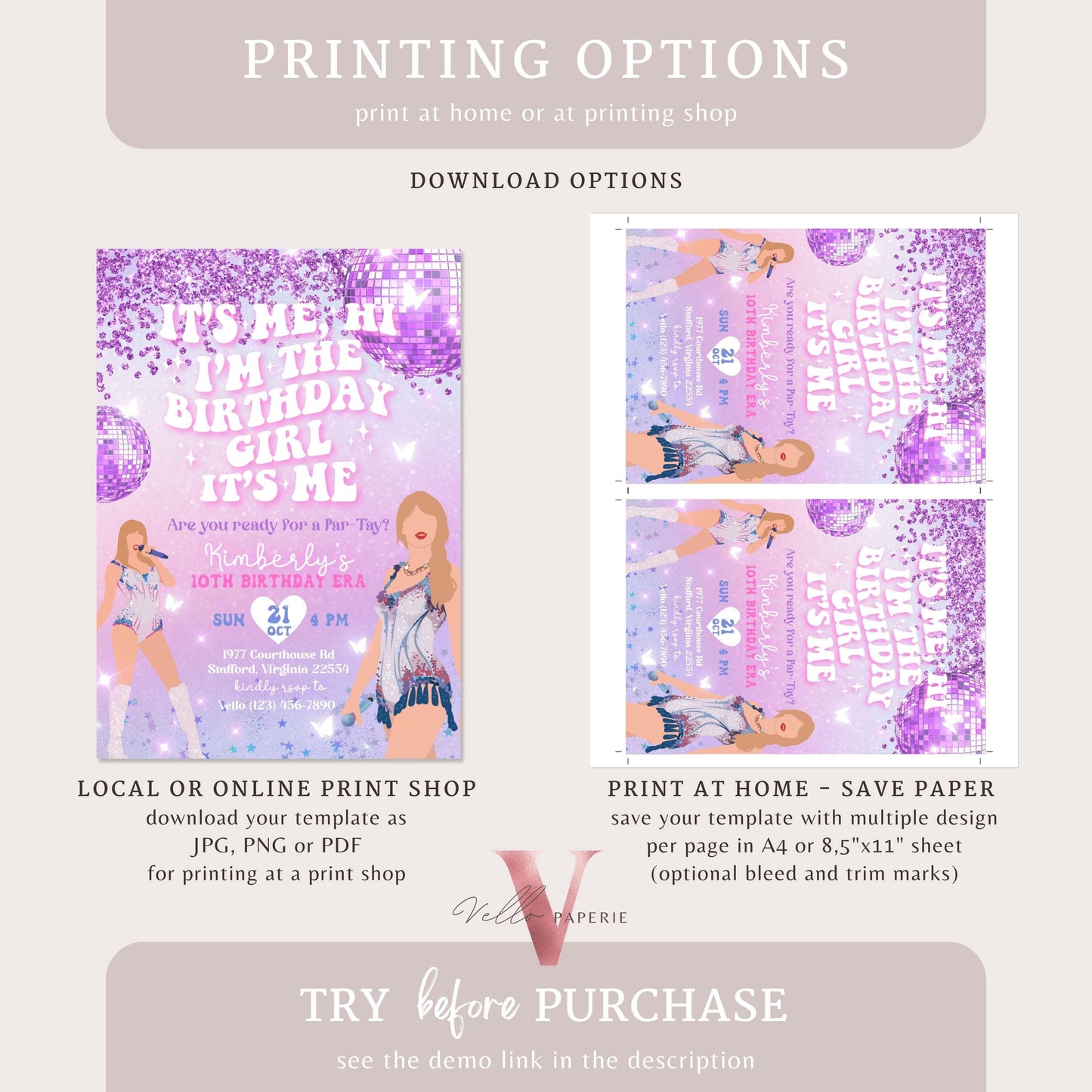 In My Birthday Era Birthday Invitation | Taylor Eras Music Birthday Invite | Swifti Custom Birthday Invite | Its Me Hi Bday Version Instant
