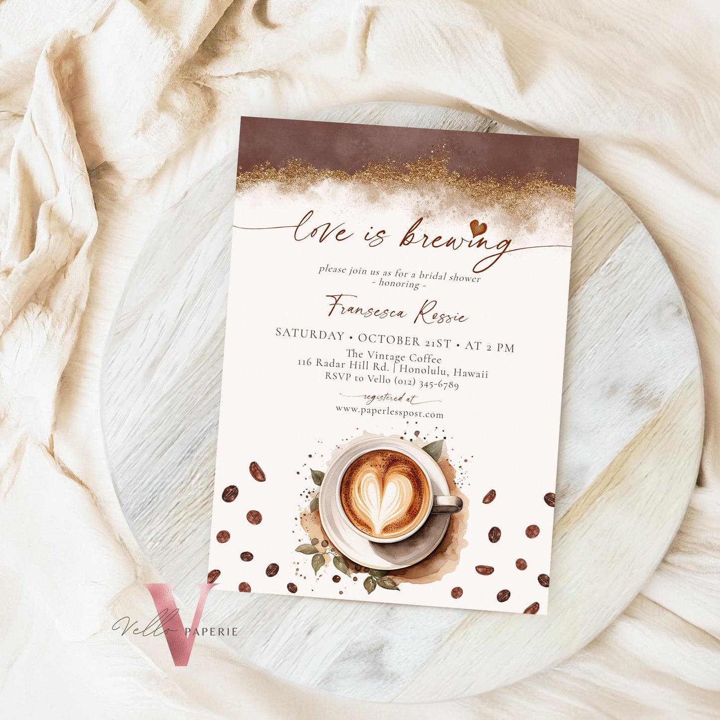 Love is Brewing Bridal Shower Invitation | Editable Coffee Bridal Shower Invite | Bridal Brunch Wedding Shower, Couple Shower, Coffee Lovers