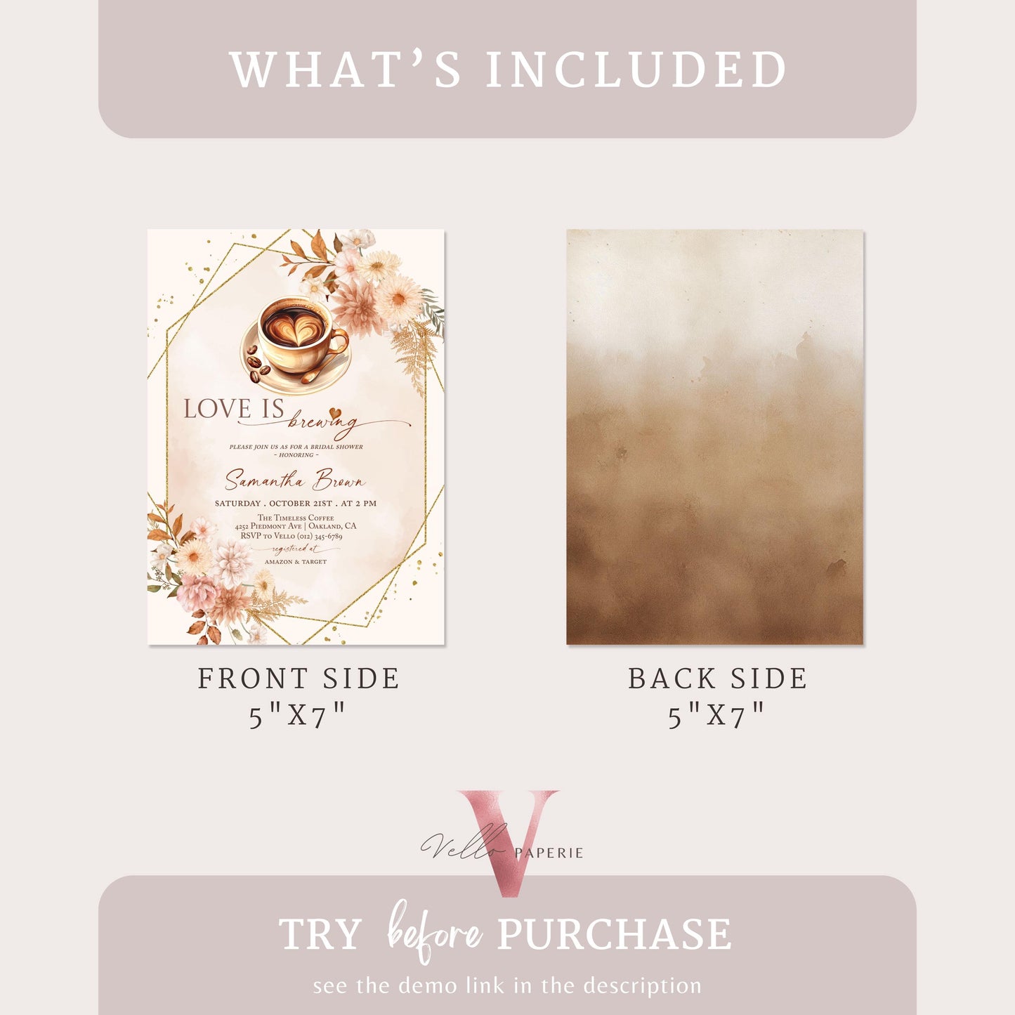 Love is Brewing Bridal Shower Invitation | Editable Coffee Lover Bride Shower Invite | Autumn Brunch Wedding Shower, Rustic Bridal Shower