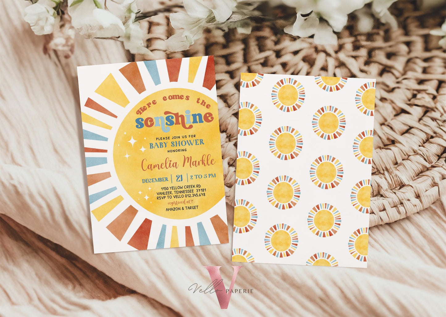 Boy Sonshine Baby Shower | Boho Sunshine Baby Shower Invitation | Retro Here Comes the Son Baby Shower Invite | Sunshine Invite Instant