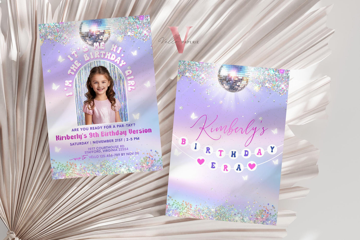Swifti Par-Tay Birthday Party Invitation Photo | Purple Silver Sparkle Taylor Eras Music Party Invite | It's Me Hi In My Birthday Era TSP01