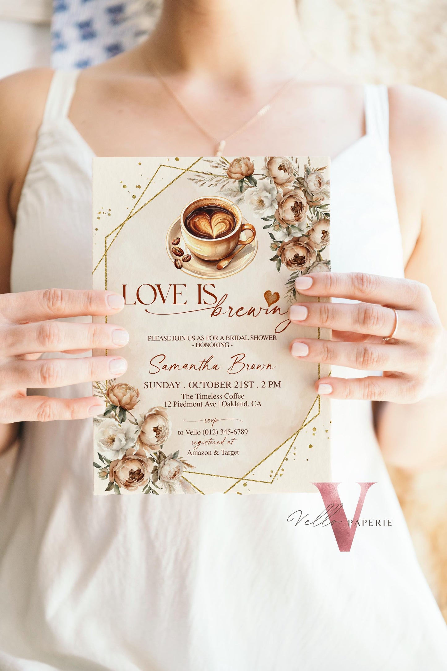 Love is Brewing Bridal Shower Invitation | Editable Coffee Lover Bride Shower Invite | Autumn Brunch Wedding Shower, Rustic Bridal Shower