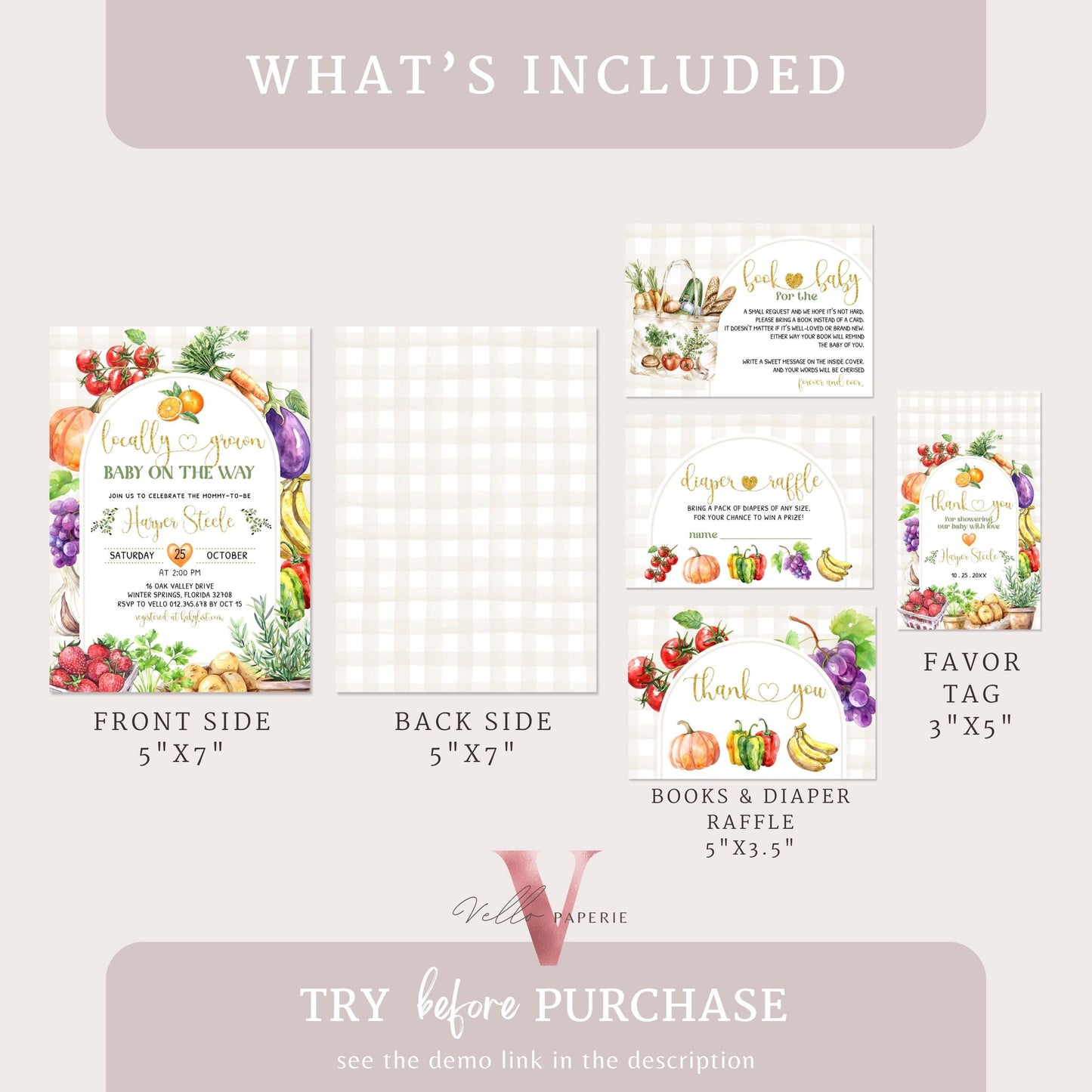 Books for Baby Diaper Raffle Bundle, Farmer's Market Baby Shower Invite | Locally Grown Baby Shower Invitation | Organic Baby Shower Instant