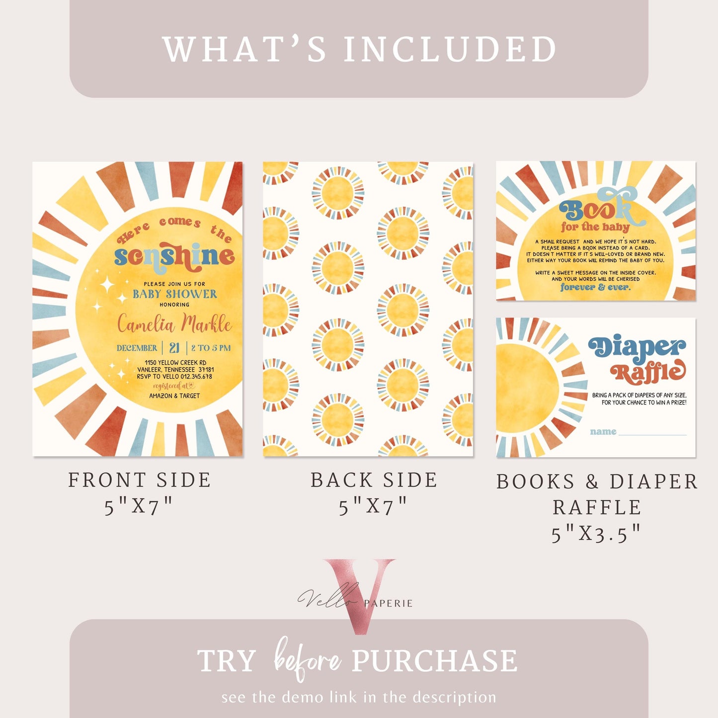 Boy Sonshine Baby Shower | Boho Sunshine Baby Shower Invitation | Retro Here Comes the Son Baby Shower Invite | Sunshine Invite Instant