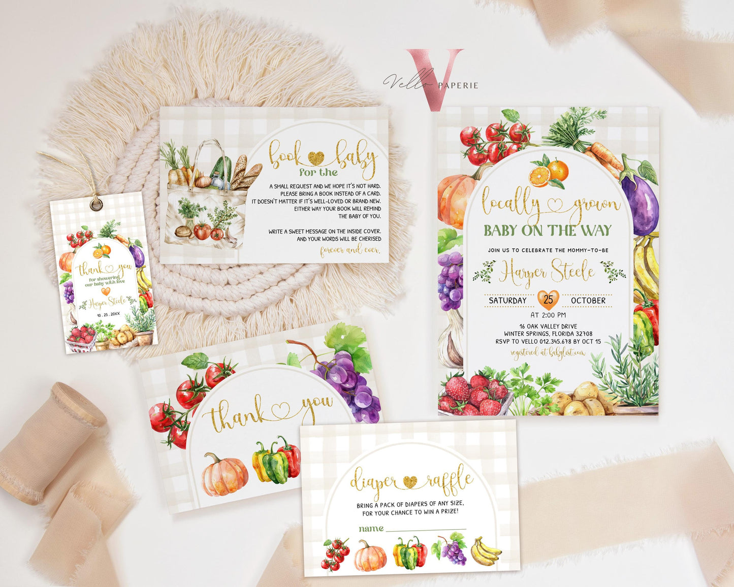 Books for Baby Diaper Raffle Bundle, Farmer's Market Baby Shower Invite | Locally Grown Baby Shower Invitation | Organic Baby Shower Instant