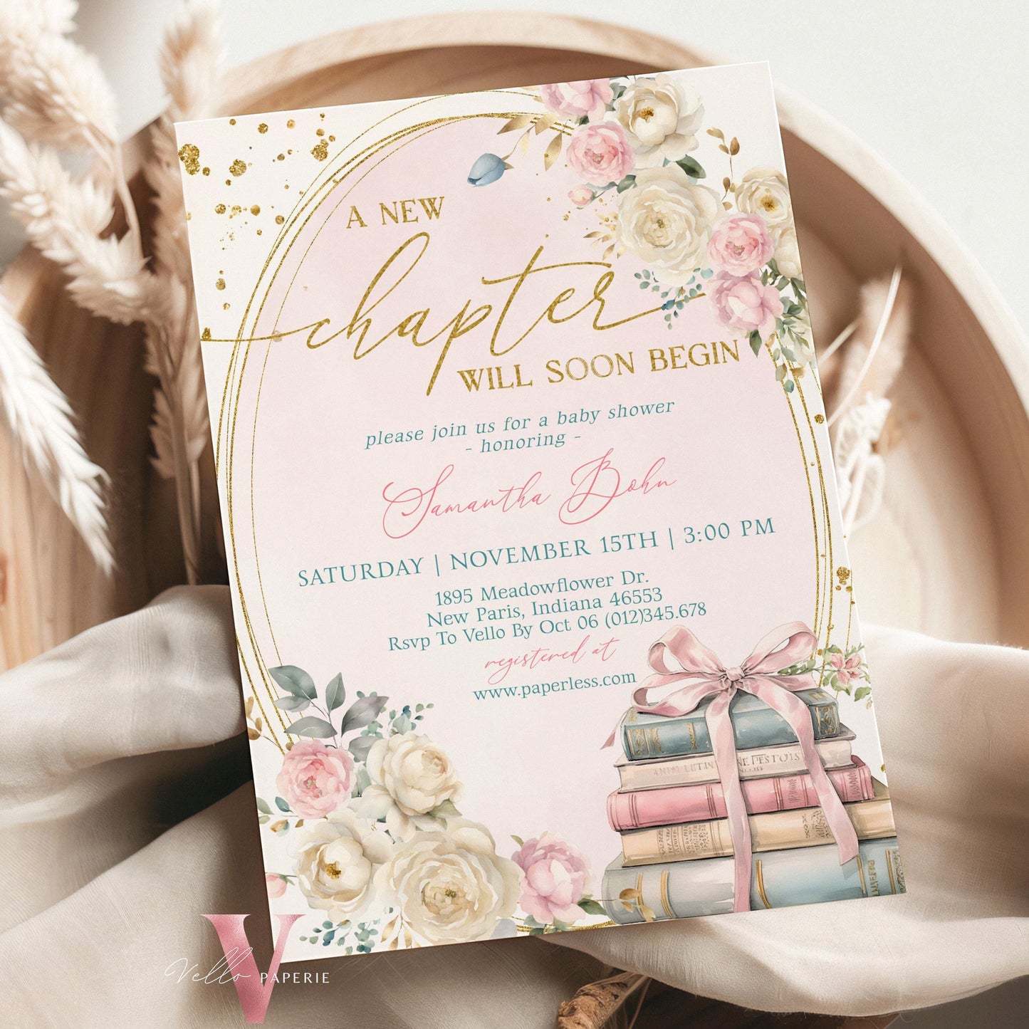 Storybook Baby Shower Invitation Bundle | New Chapter is About to Begin Book Baby Shower Invite | Gender Neutral Diaper, Book, Thankyou Card
