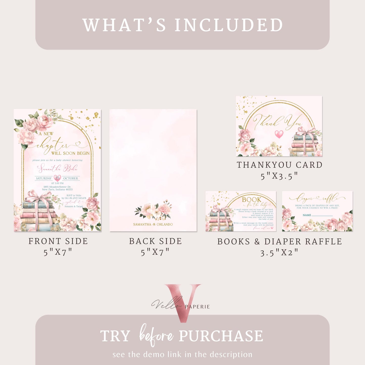 Free Diaper Raffle, Book, Thankyou Card | Storybook Baby Shower Invitation Bundle | New Chapter is About to Begin Book Baby Shower Invite