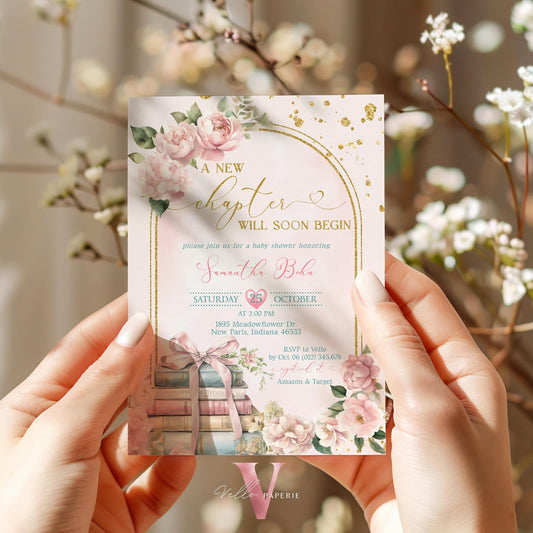 Free Diaper Raffle, Book, Thankyou Card | Storybook Baby Shower Invitation Bundle | New Chapter is About to Begin Book Baby Shower Invite