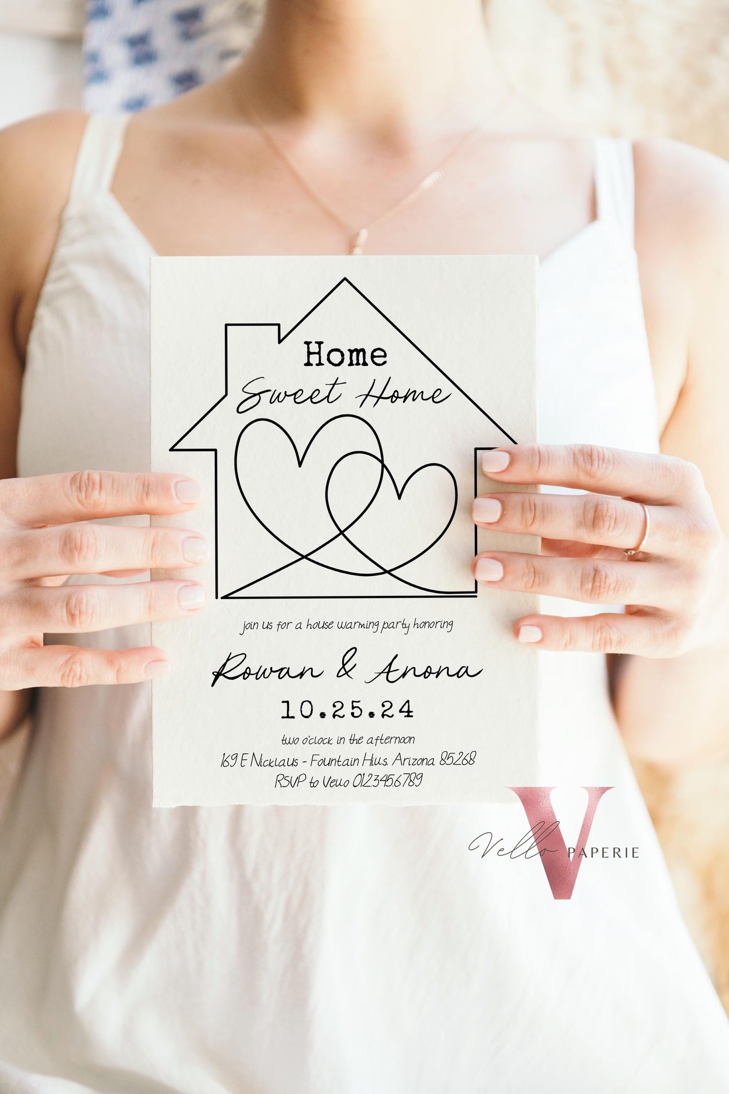 Full Editable Colors Handdrawn House Warming Invitation | Home Sweet Home Party Invite | Modern Minimalist New House Celebration Neutral