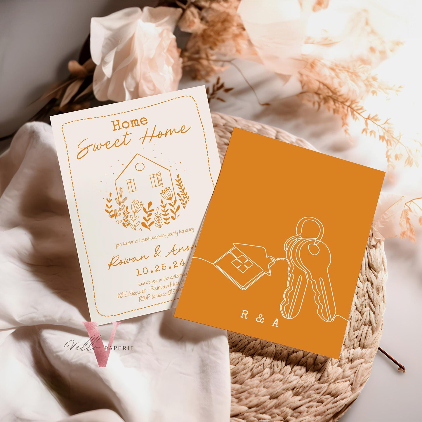 Full Editable Colors Handdrawn House Warming Invitation | Home Sweet Home Party Invite | Modern Minimalist New House Celebration Neutral