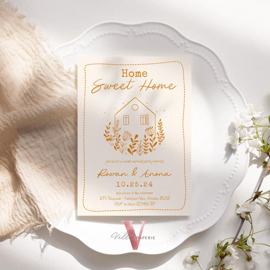 Full Editable Colors Handdrawn House Warming Invitation | Home Sweet Home Party Invite | Modern Minimalist New House Celebration Neutral
