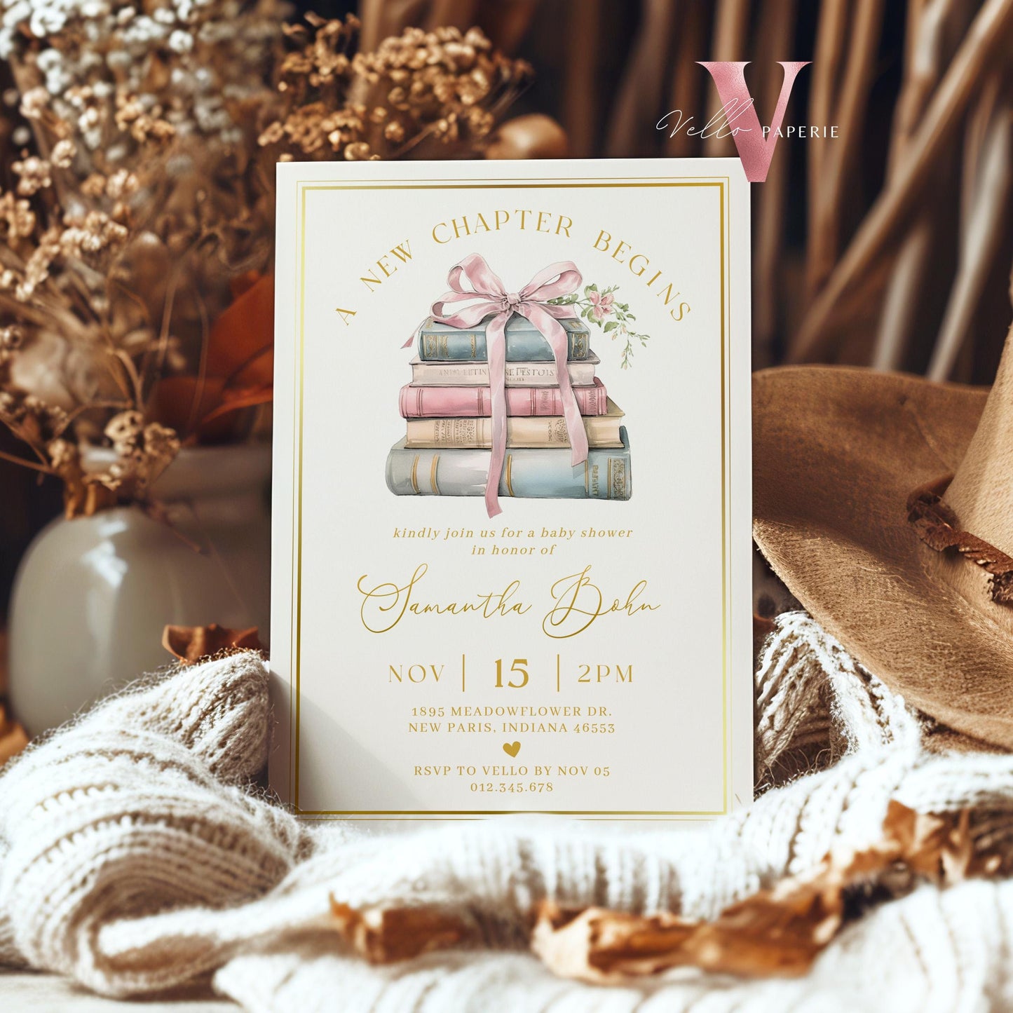 Free Diaper Raffle, Book, Thankyou Card | Storybook Baby Shower Invitation Bundle | New Chapter is About to Begin Book Baby Shower Invite