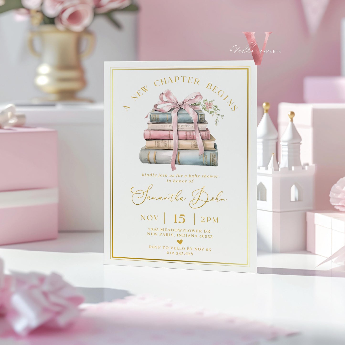 Free Diaper Raffle, Book, Thankyou Card | Storybook Baby Shower Invitation Bundle | New Chapter is About to Begin Book Baby Shower Invite