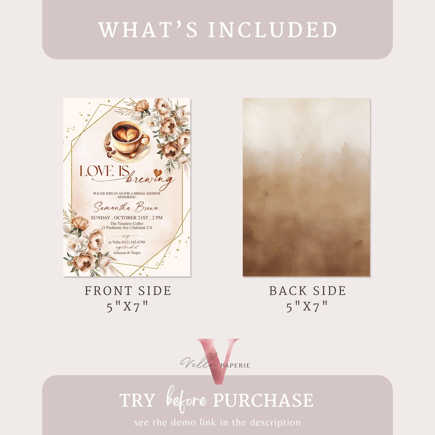 Love is Brewing Bridal Shower Invitation | Editable Coffee Lover Bride Shower Invite | Autumn Brunch Wedding Shower, Rustic Bridal Shower