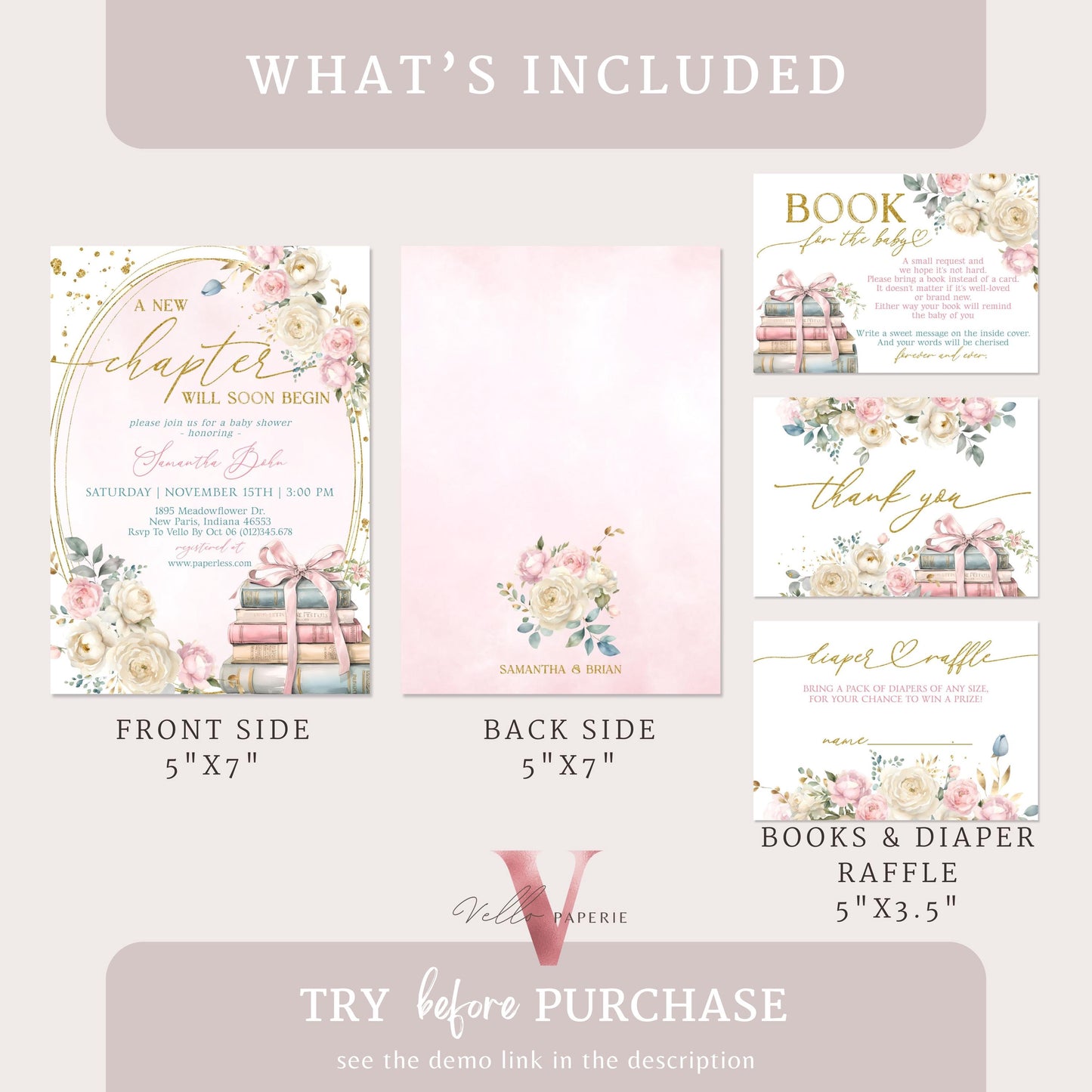 Storybook Baby Shower Invitation Bundle | New Chapter is About to Begin Book Baby Shower Invite | Gender Neutral Diaper, Book, Thankyou Card