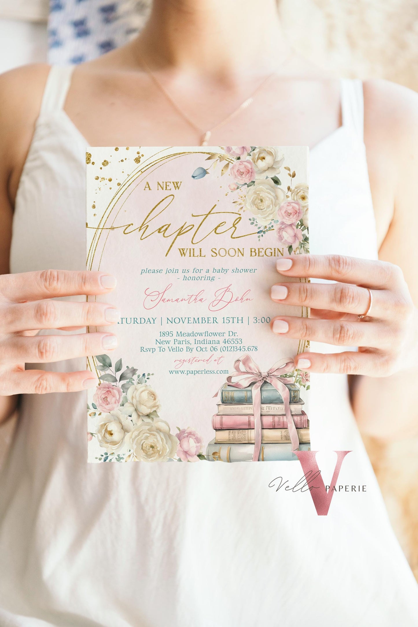 Storybook Baby Shower Invitation Bundle | New Chapter is About to Begin Book Baby Shower Invite | Gender Neutral Diaper, Book, Thankyou Card