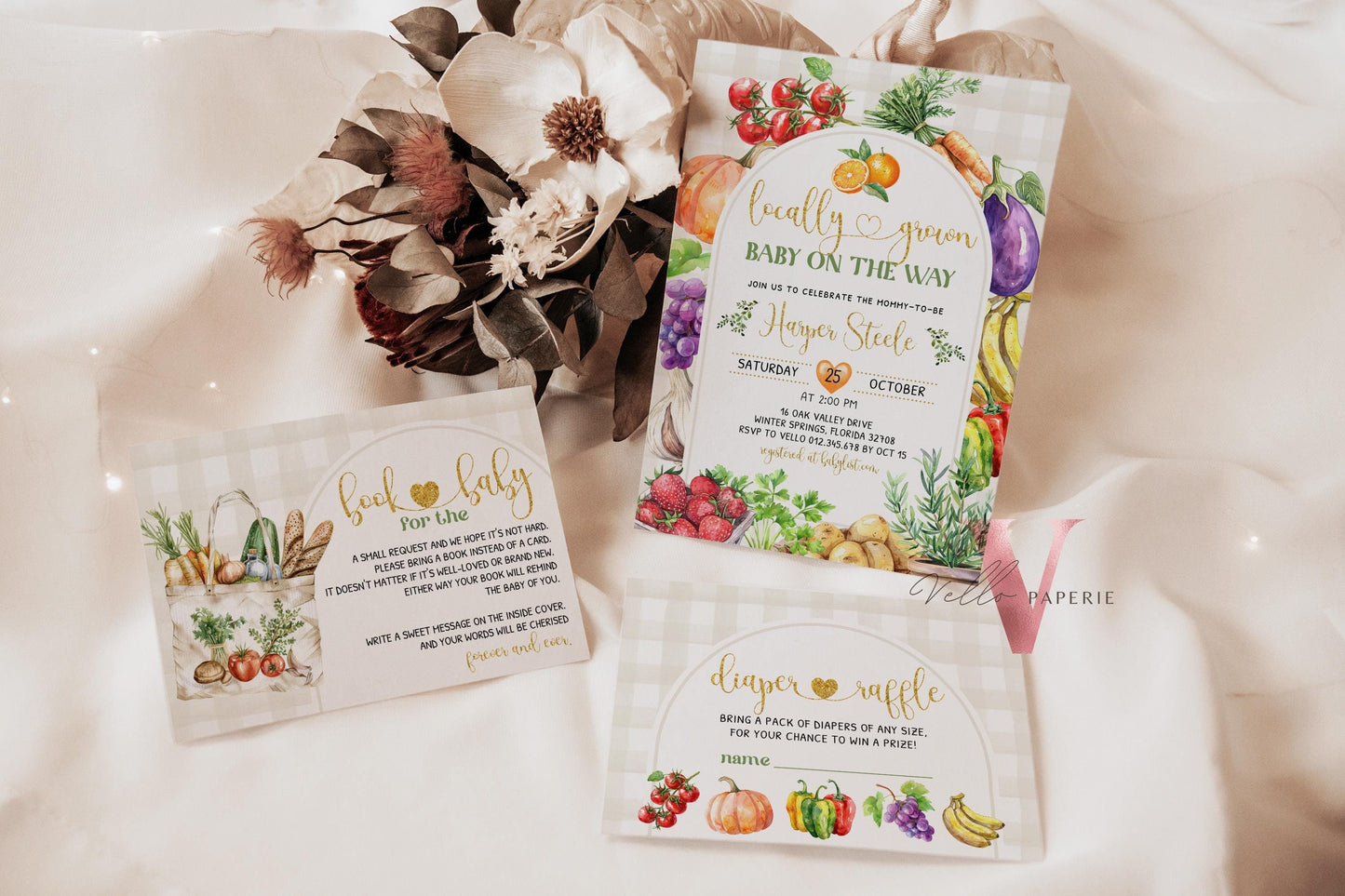 Books for Baby Diaper Raffle Bundle, Farmer's Market Baby Shower Invite | Locally Grown Baby Shower Invitation | Organic Baby Shower Instant
