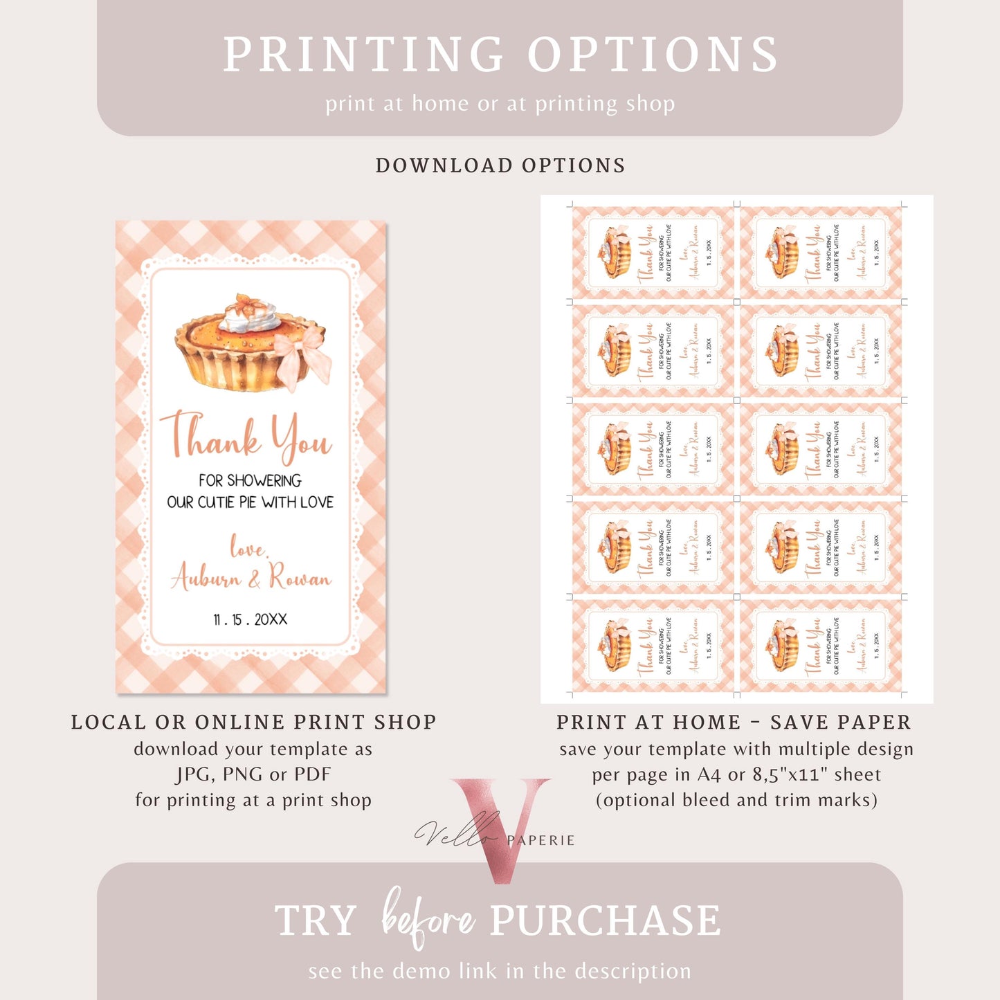 Sweet Cutie Pie Baby Shower Complete BUNDLE | FALL Autumn Cutie Pie Baby Shower Set | Gender Neutral Pie Baby Party Decor Favor Bundle CPB01