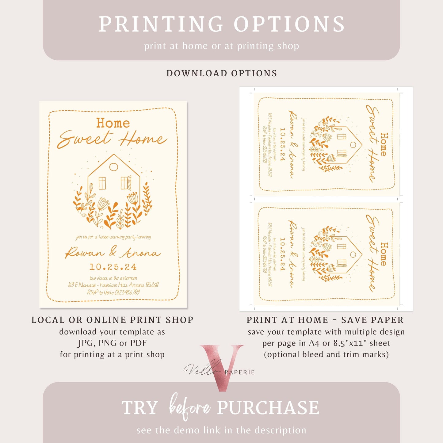 Full Editable Colors Handdrawn House Warming Invitation | Home Sweet Home Party Invite | Modern Minimalist New House Celebration Neutral