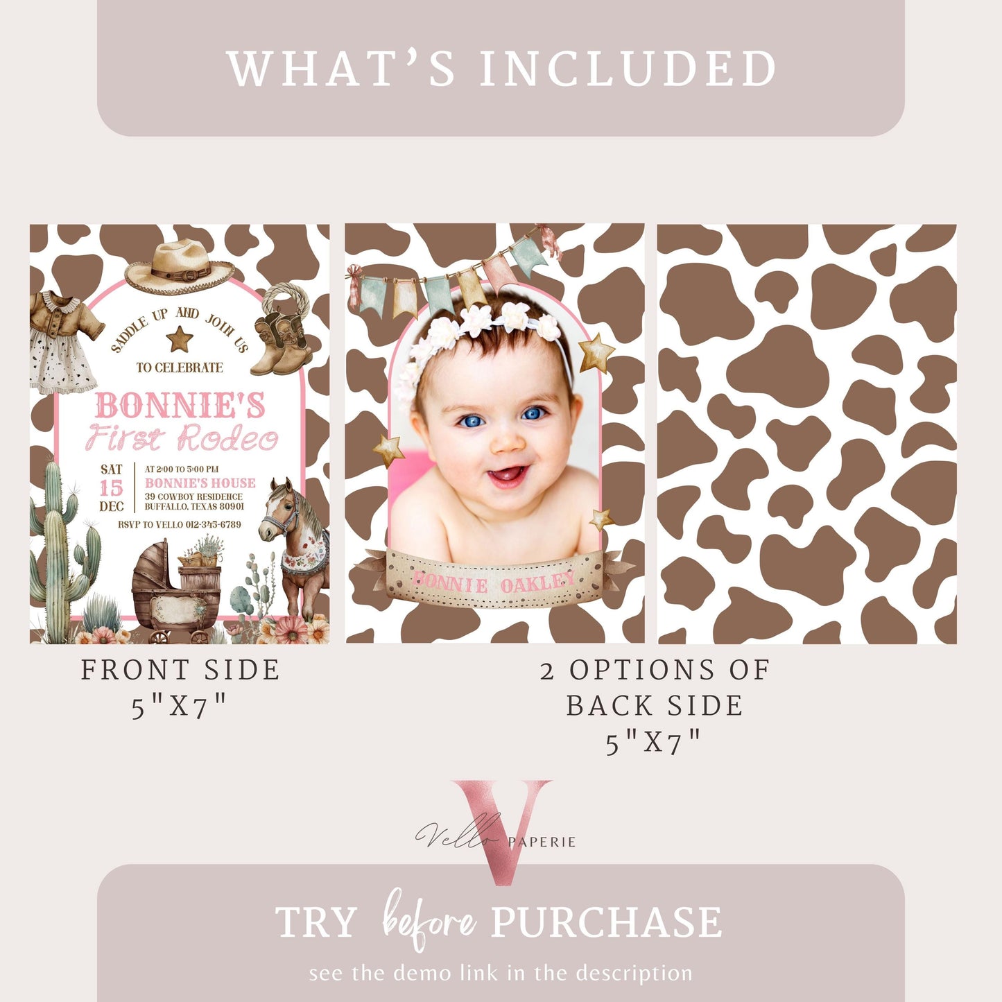Editable "Age Rodeo" Yee Haw COWGIRL Birthday Invitation | Brown Pink ANY AGE Rodeo Cowgirl Party Invite | Girl Western Nashville Birthday