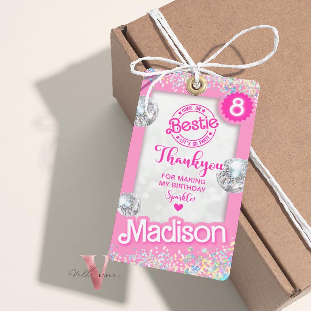 Editable "Bestie" Disco Pink Sparkle Fashion Doll Box Birthday Invitation | Pink Fashion Doll Come On Lets Go Party Invite Instant PD30