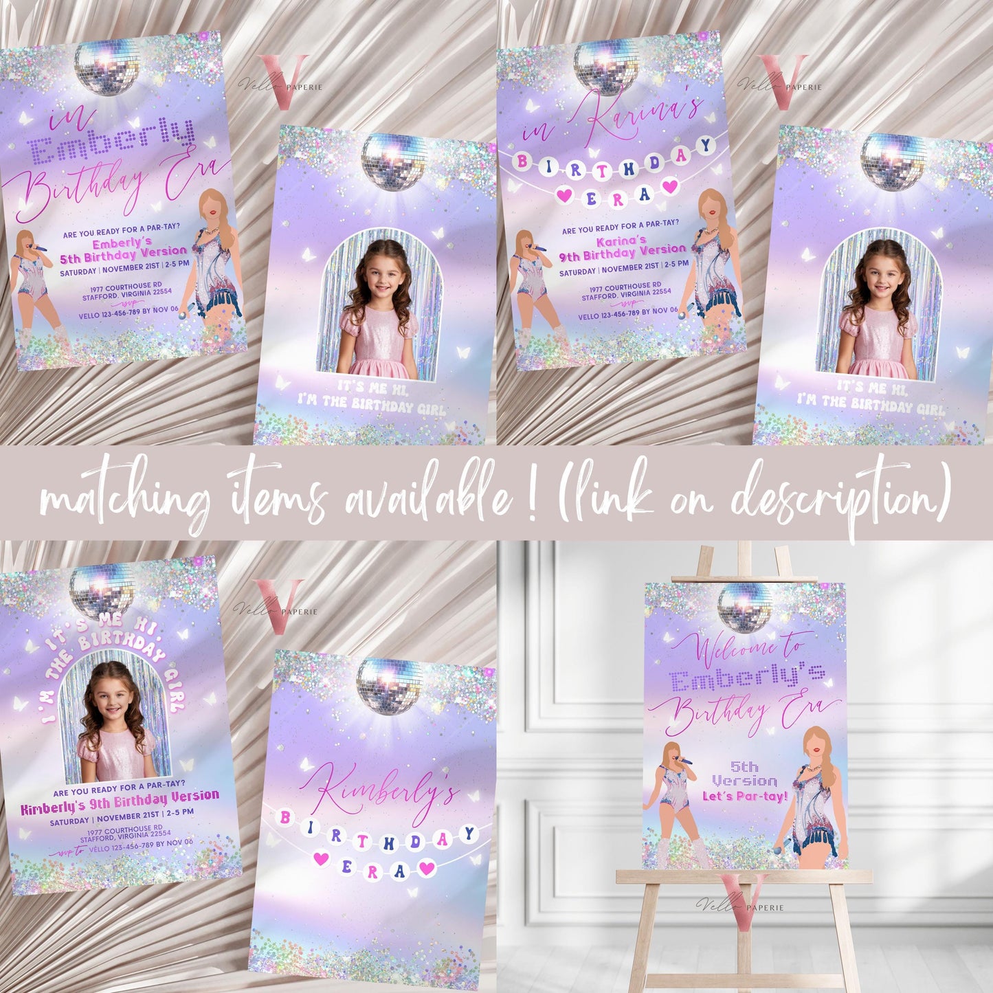 Swifti Par-Tay Birthday Party Invitation Photo | Purple Silver Sparkle Taylor Eras Music Party Invite | It's Me Hi, In My Birthday Era TSP01