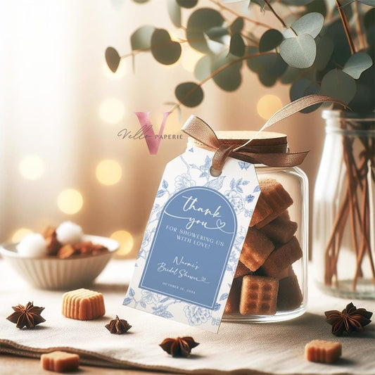 Something Blue before I DO Bridal Shower Party Favor Tag | Blue Toile de Juoy Thankyou Card | Arch Vintage Blue Bride to Be Gift SBB01