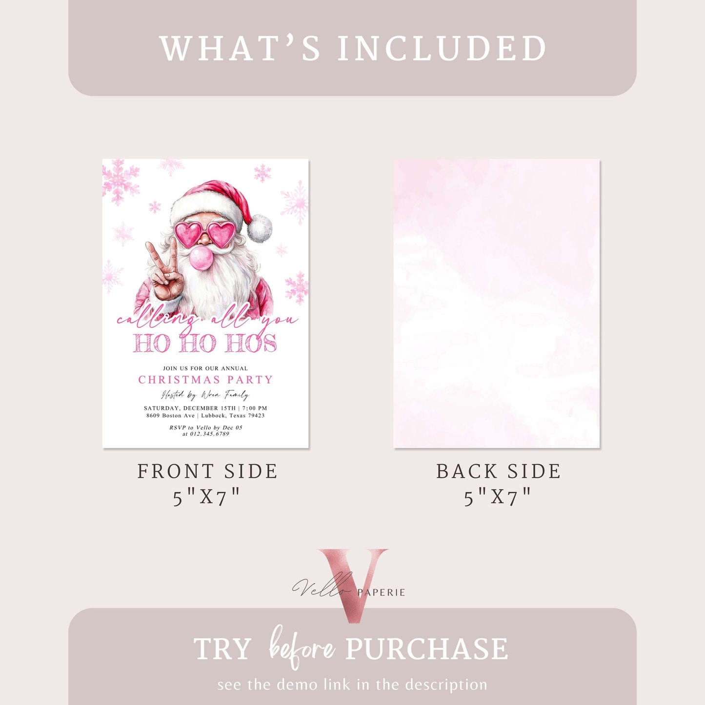 Funny Santa Christmas Party Invitation | Calling AllYou Ho Ho Ho Pink Santa Invite | Modern Fun Winter Holiday Friendsmas Party Invite CHP01