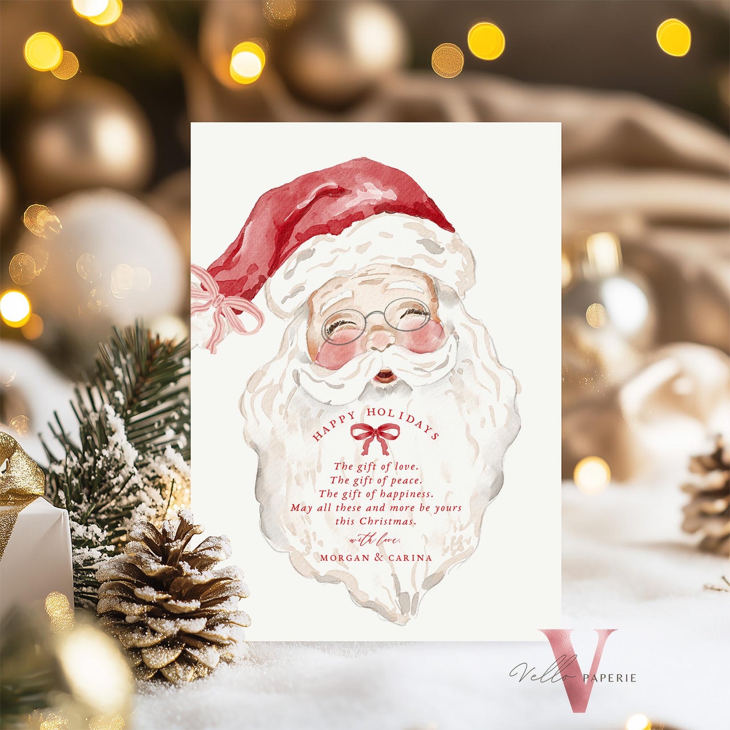 Printable 3 designs Photo Christmas Card Template | Grandmillenial Photo Holiday Card | Cute Classic Christmas Bow Winter Photo GMC12