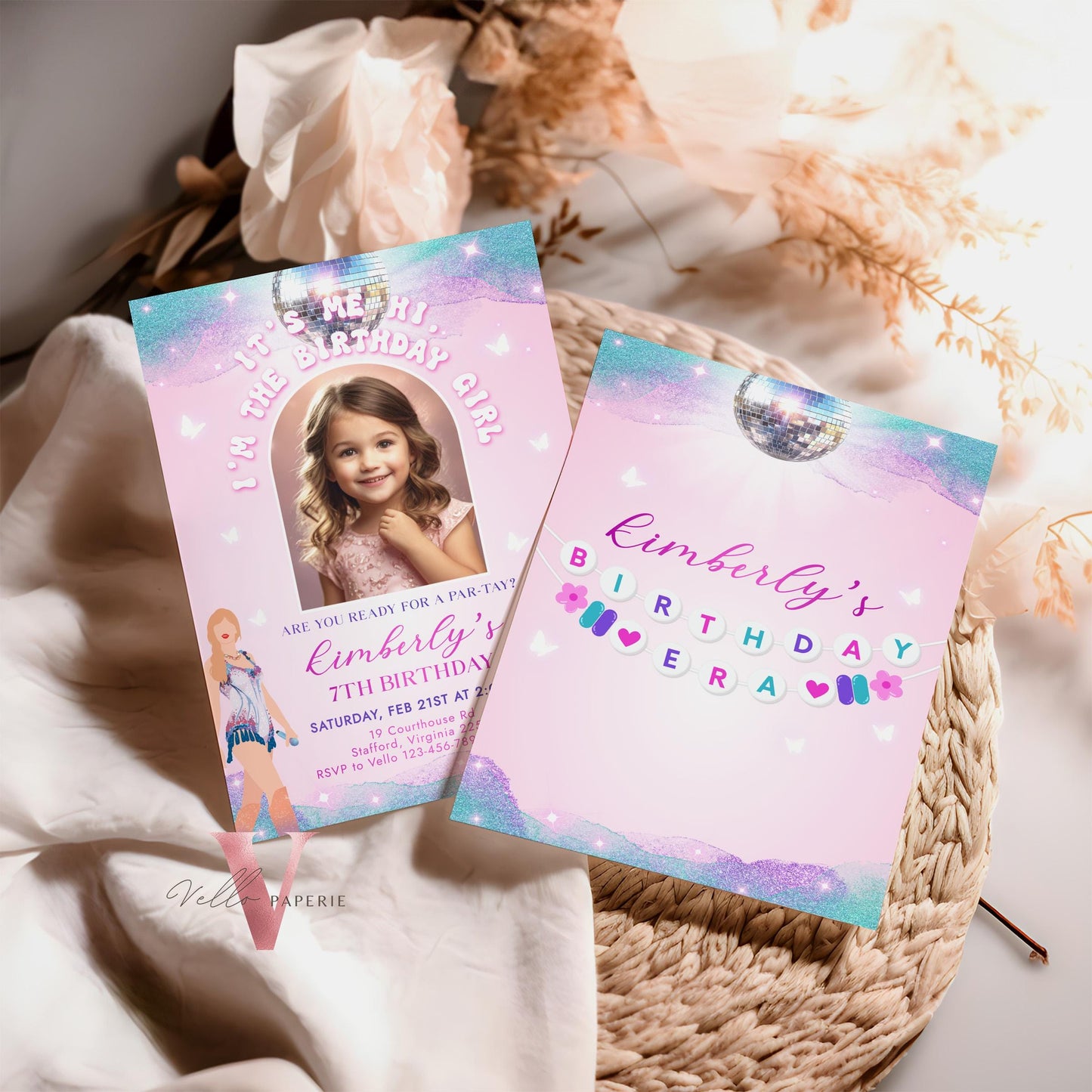 Editable Photo Music Tour Birthday Party Invitation | In My Birthday Era Invitation | Teen Eras Party | Pink Purple Blue Era Party TSP02