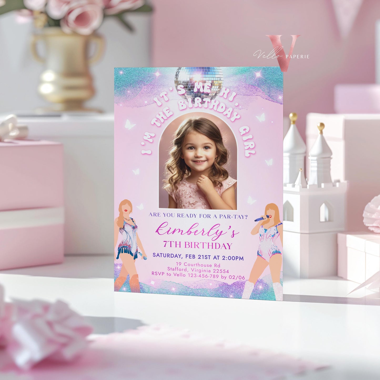 Editable Photo Music Tour Birthday Party Invitation | In My Birthday Era Invitation | Teen Eras Party | Pink Purple Blue Era Party TSP02