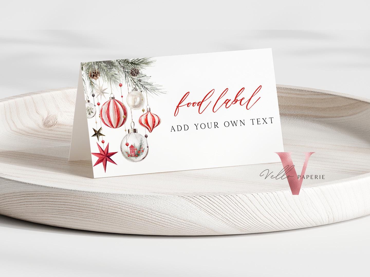 Editable 8 designs Modern Christmas Floral Place Card, Food Label | Holiday Party Name, Seating Card | Watercolor Christmas Tent Card RCPF1