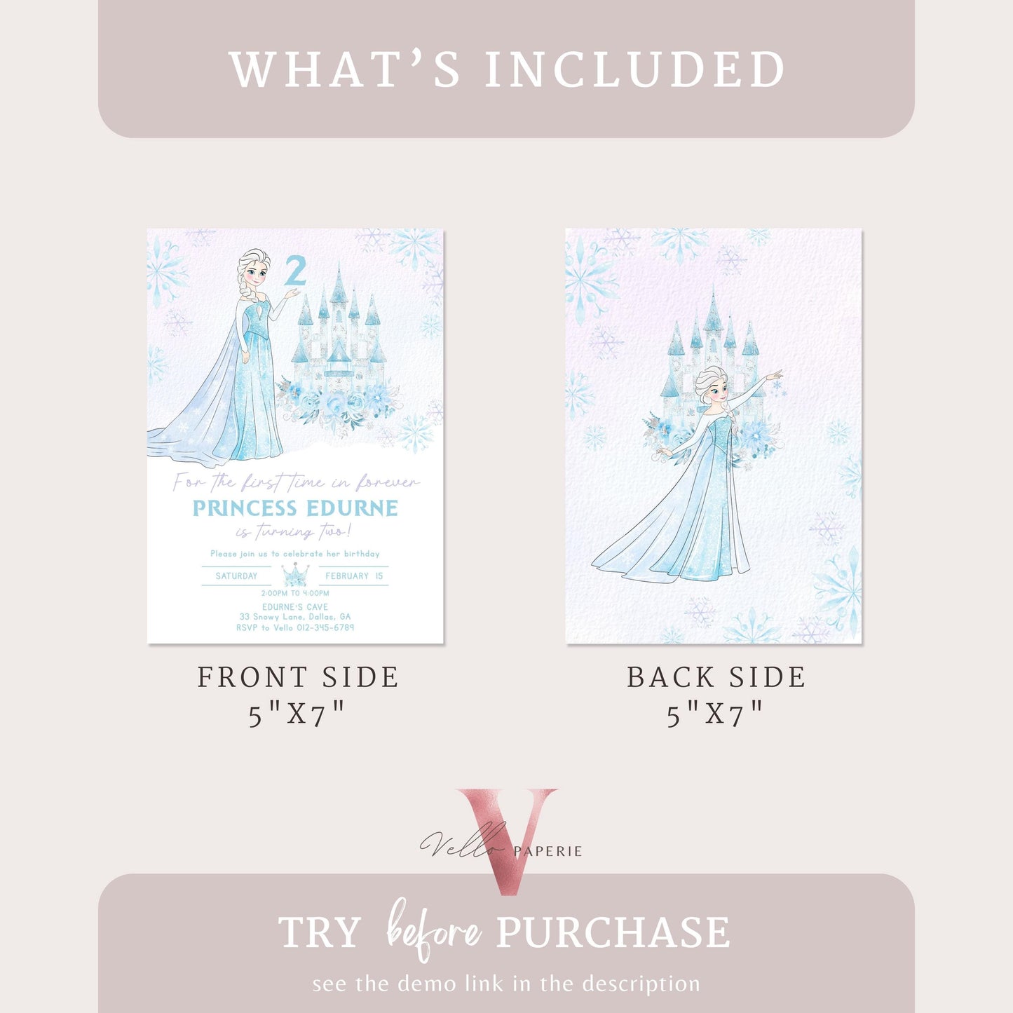 Winter Snow Frozen Invitation | ANY AGE Elsa Birthday Invite | Editable Printable FROZEN For the First Time in Forever Instant Template