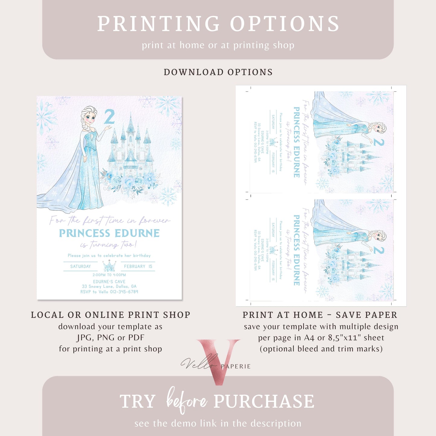 Winter Snow Frozen Invitation | ANY AGE Elsa Birthday Invite | Editable Printable FROZEN For the First Time in Forever Instant Template