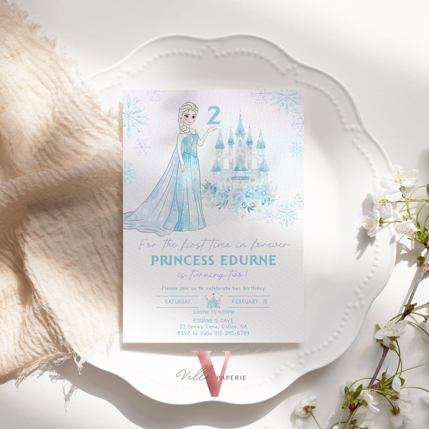 Winter Snow Frozen Invitation | ANY AGE Elsa Birthday Invite | Editable Printable FROZEN For the First Time in Forever Instant Template