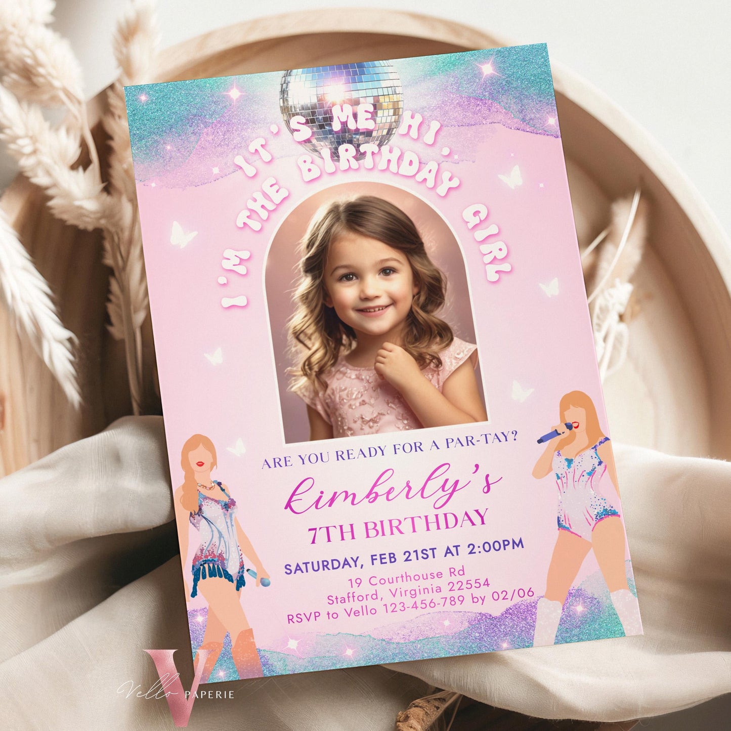 Editable Photo Music Tour Birthday Party Invitation | In My Birthday Era Invitation | Teen Eras Party | Pink Purple Blue Era Party TSP02