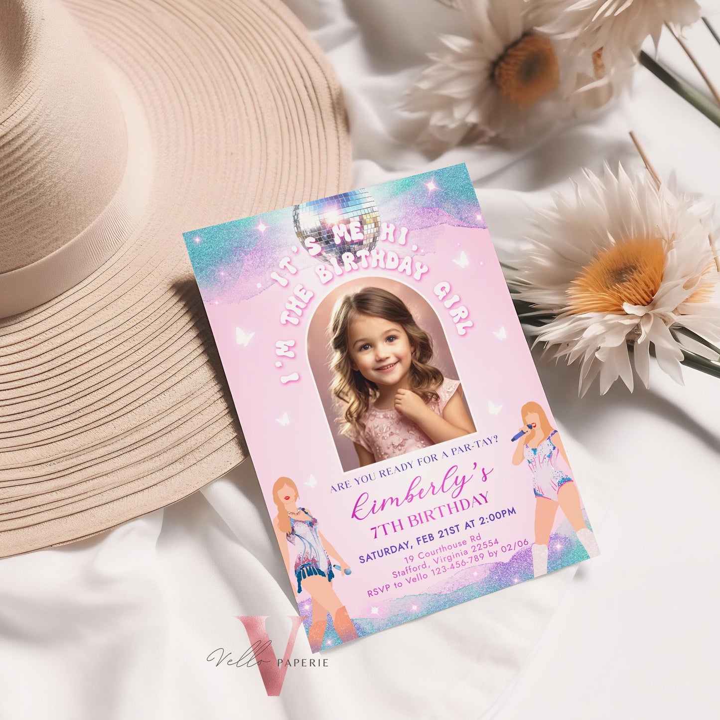 Editable Photo Music Tour Birthday Party Invitation | In My Birthday Era Invitation | Teen Eras Party | Pink Purple Blue Era Party TSP02