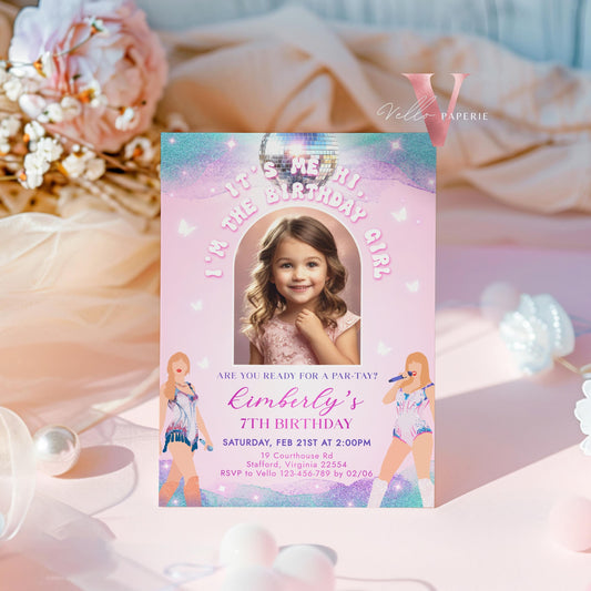 Editable Photo Music Tour Birthday Party Invitation | In My Birthday Era Invitation | Teen Eras Party | Pink Purple Blue Era Party TSP02