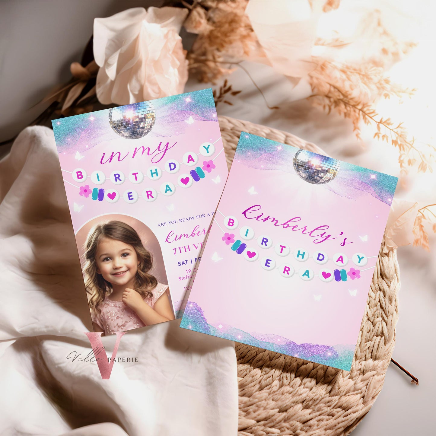 Editable Photo Music Tour Birthday Party Invitation | In My Birthday Era Invitation | Teen Eras Party | Pink Purple Blue Era Party TSP02