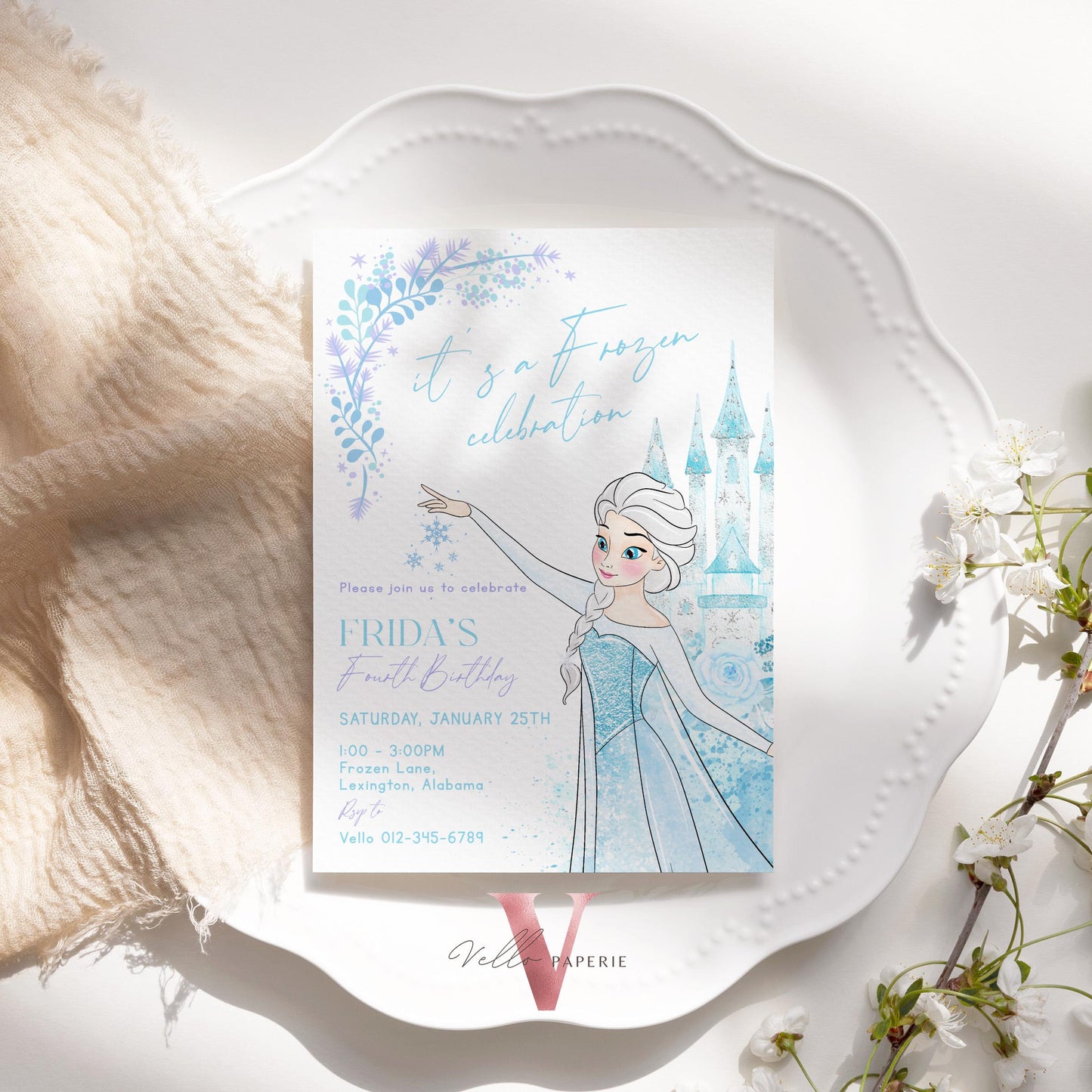 ANY AGE Princess Elsa Birthday Invite  | Winter Snow Frozen Invitation | Editable Printable FROZEN For the First Time in Forever Instant