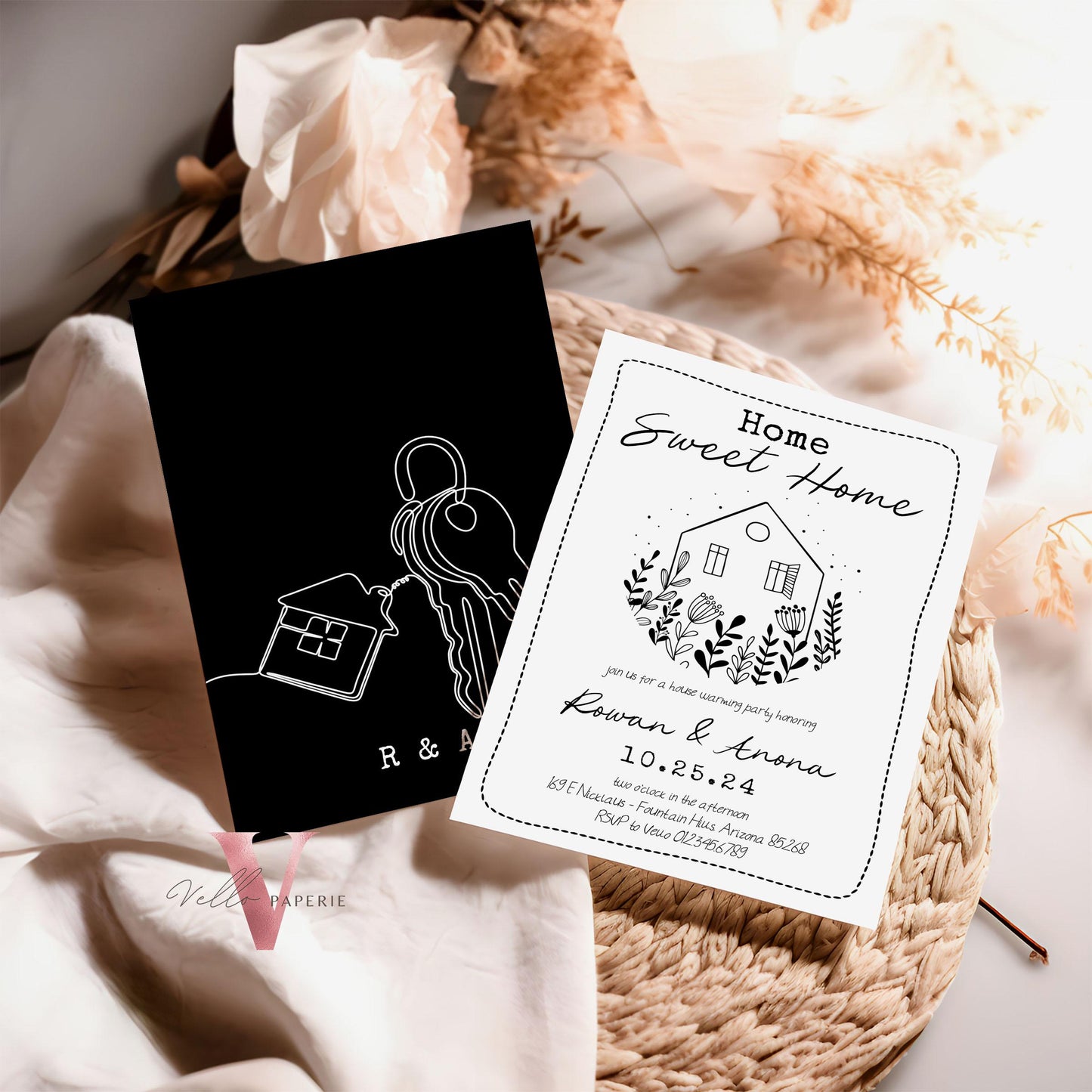 Full Editable Colors Handdrawn House Warming Invitation | Home Sweet Home Party Invite | Modern Minimalist New House Celebration Neutral